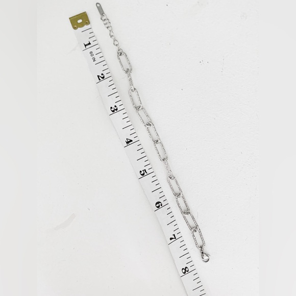 Textured Stainless Steel Paperclip Bracelet - Picture 6 of 6